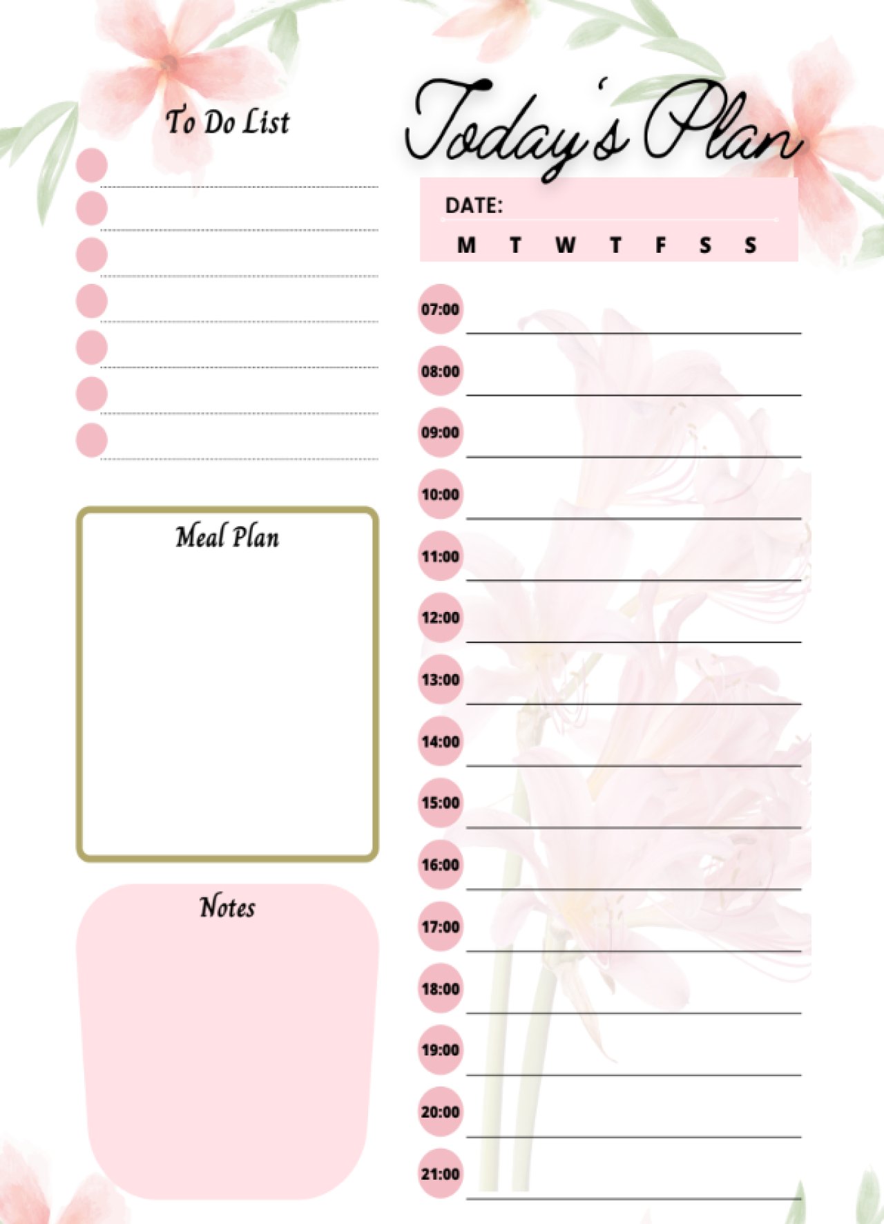 using daily planner printable to organize tasks