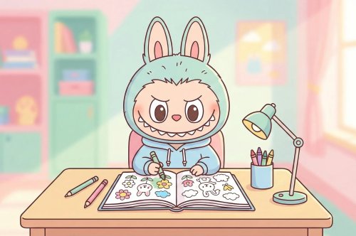 Labubu Coloring Pages Pack A4 – 50  High Quality Printable Coloring Sheets for Kids & Adults