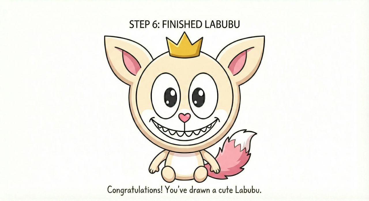 Step by step how to draw a Labubu – easy drawing tutorial