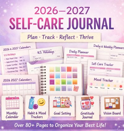 2026–2027 Self-Care Journal Printable | Planner & Tracker Bundle | Daily, Weekly & Monthly Planner | Wellness, Mood & Goal Tracker PDF