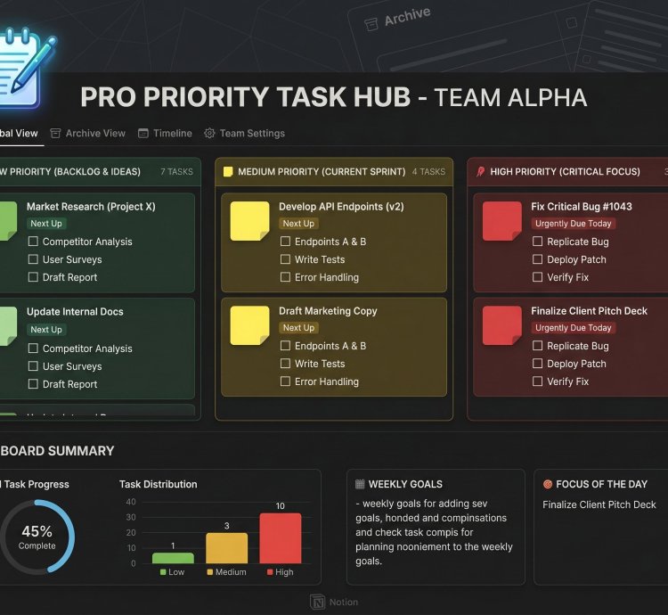 Notes Notion Template | Digital Task Manager & Priority To-Do List ...
