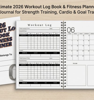 Ultimate 2026 Workout Log Book & Fitness Planner | Gym Journal for Strength Training, Cardio & Goal Tracking
