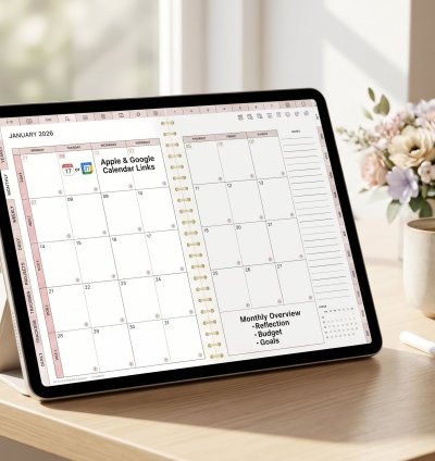 Premium 2026 Ultimate Digital Planner | Apple & Google Calendar Integrated | GoodNotes & iPad Life Organizer + 5000 Stickers