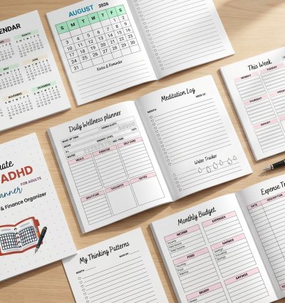 2026 ADHD Planner FOR ADULTS | Printable Life, Health & Finance Organizer