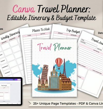 Canva Travel Planner: Editable Itinerary & Budget Template
