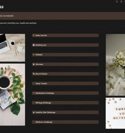 Wellness Notion Dashboard: Self-Care & Habit Tracker