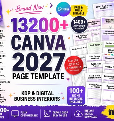 13,200+ Canva Page Templates for KDP 2027 | Editable Planner, Journal & Workbook Bundle